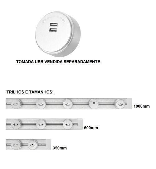 TOMADA USB PARA TRILHO LINEA